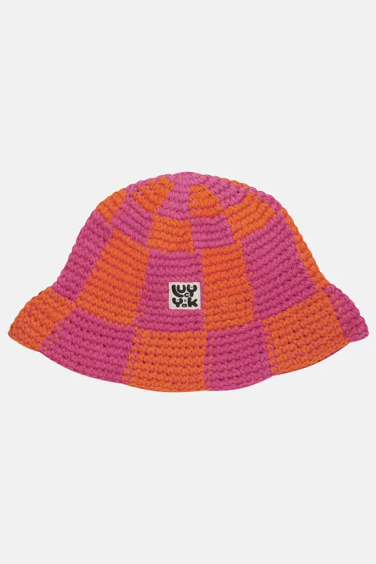 Crochet Hat in Fandango Pink & Orange sold by Lucy & Yak