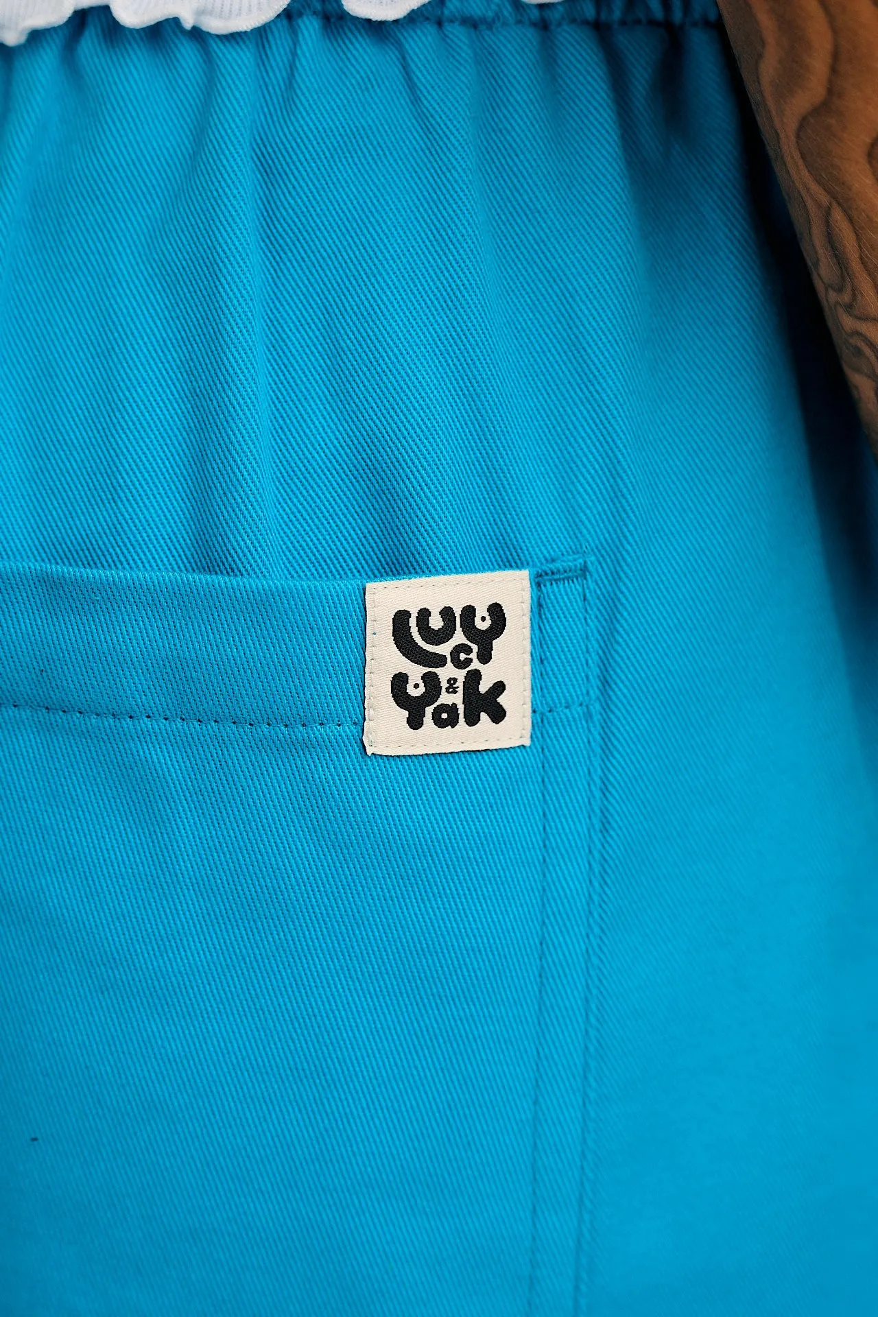 Chuck - Wide Leg Cotton Trousers in Hawaiian Blue sold by Lucy & Yak product image thumbnail 2