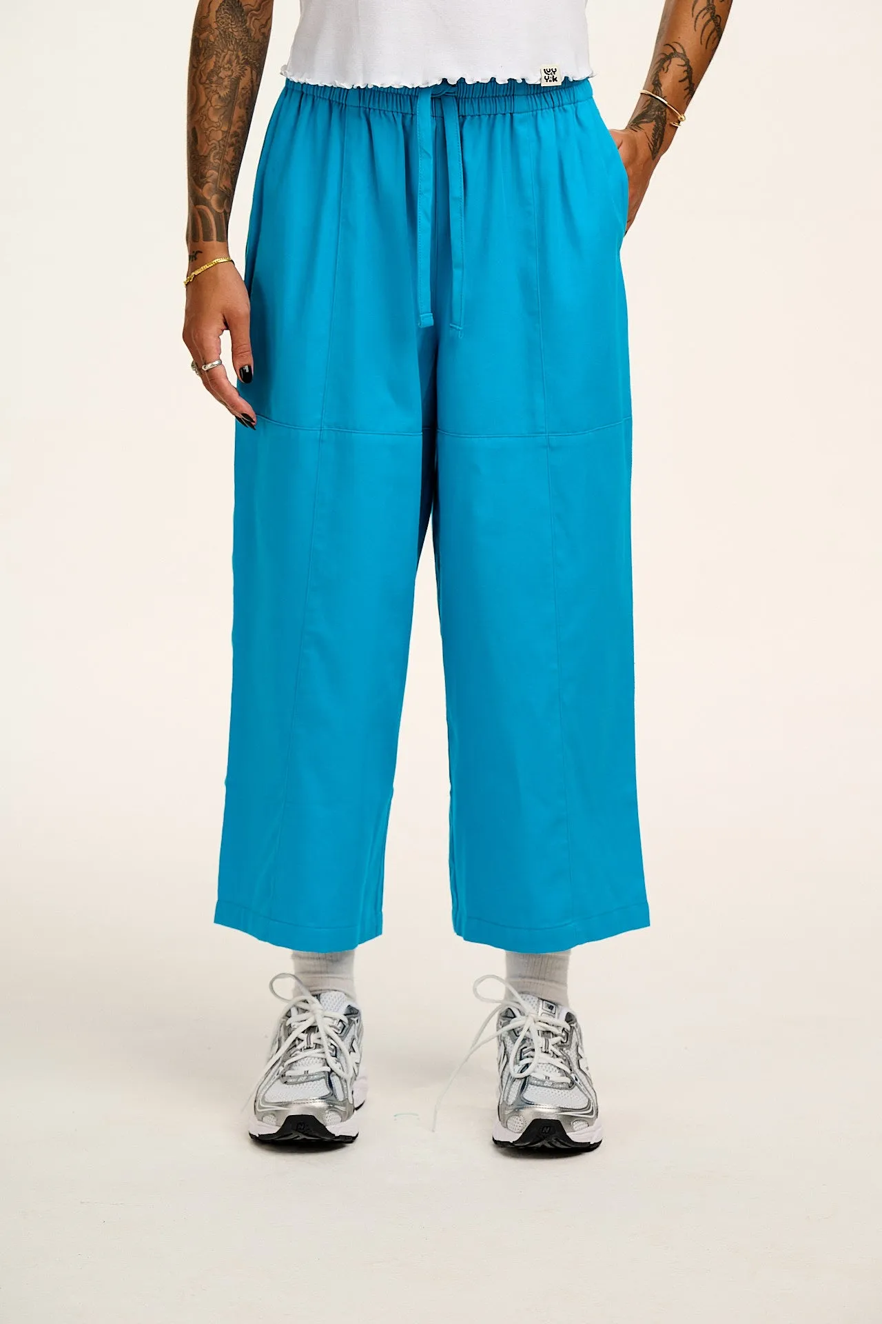 Chuck - Wide Leg Cotton Trousers in Hawaiian Blue sold by Lucy & Yak product image thumbnail 3