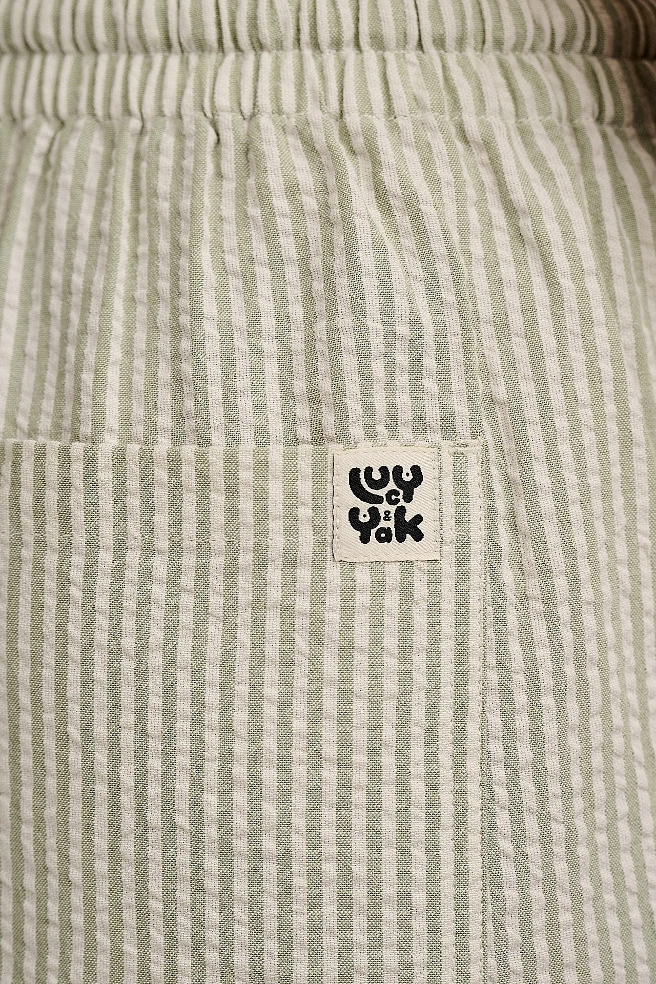 Chuck - Wide Leg Cotton Trousers in Green Stripe sold by Lucy & Yak product image thumbnail 4