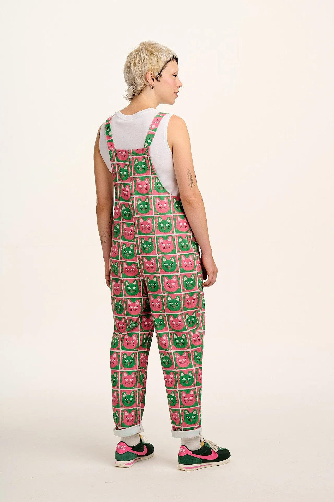 L.E Original - Cotton Dungarees in Cat Print sold by Lucy & Yak product image thumbnail 3