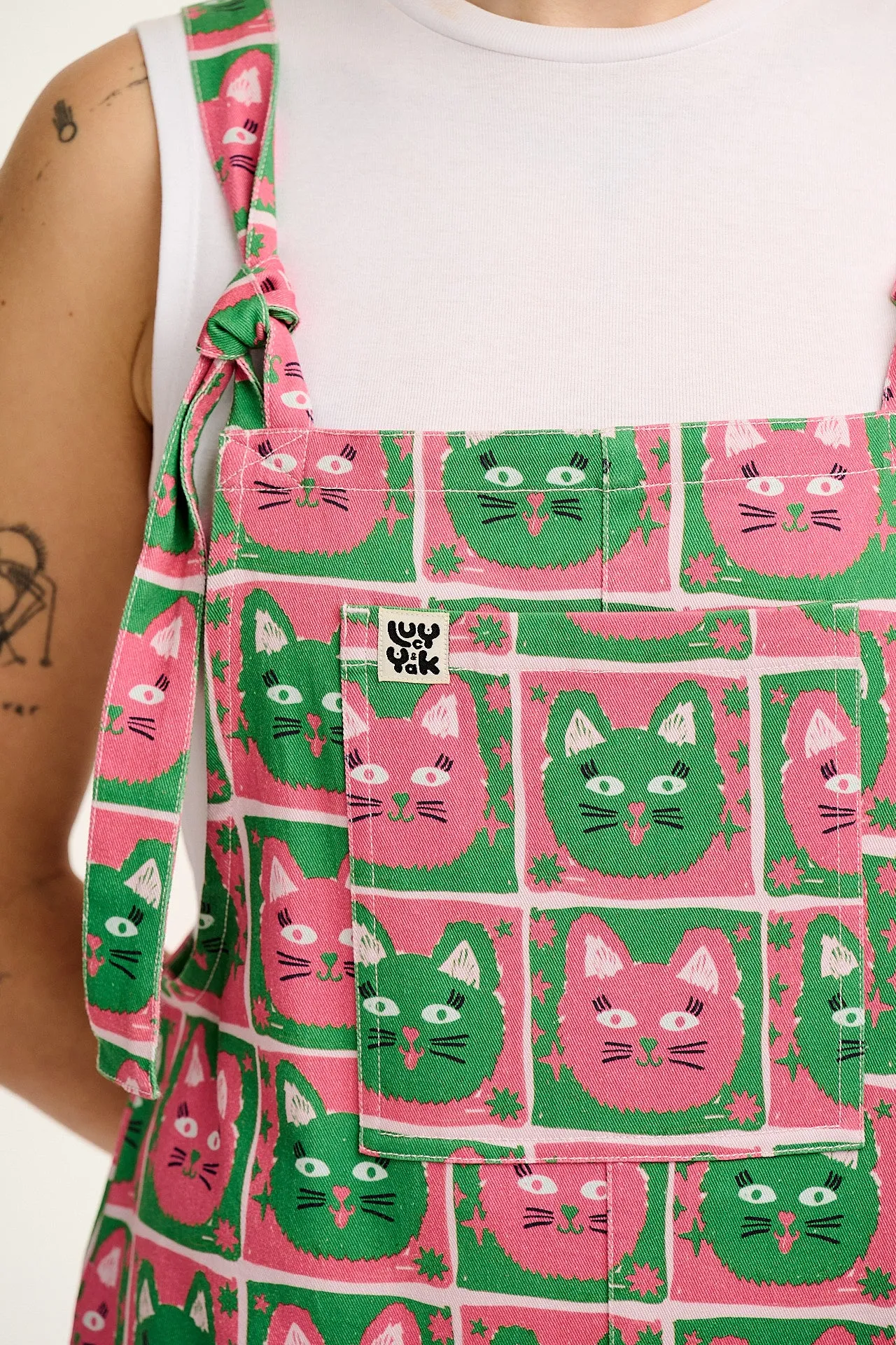 L.E Original - Cotton Dungarees in Cat Print sold by Lucy & Yak product image thumbnail 2