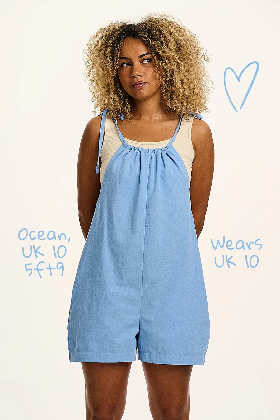 Ren - Cotton & Linen Playsuit in Blue sold by Lucy & Yak product image thumbnail 2