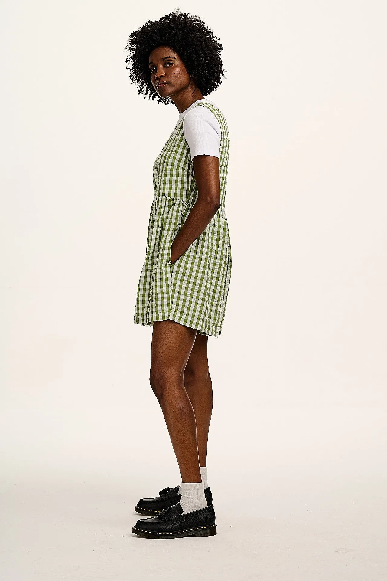 Alisa - Cotton Playsuit in Green & White Gingham sold by Lucy & Yak product image thumbnail 5