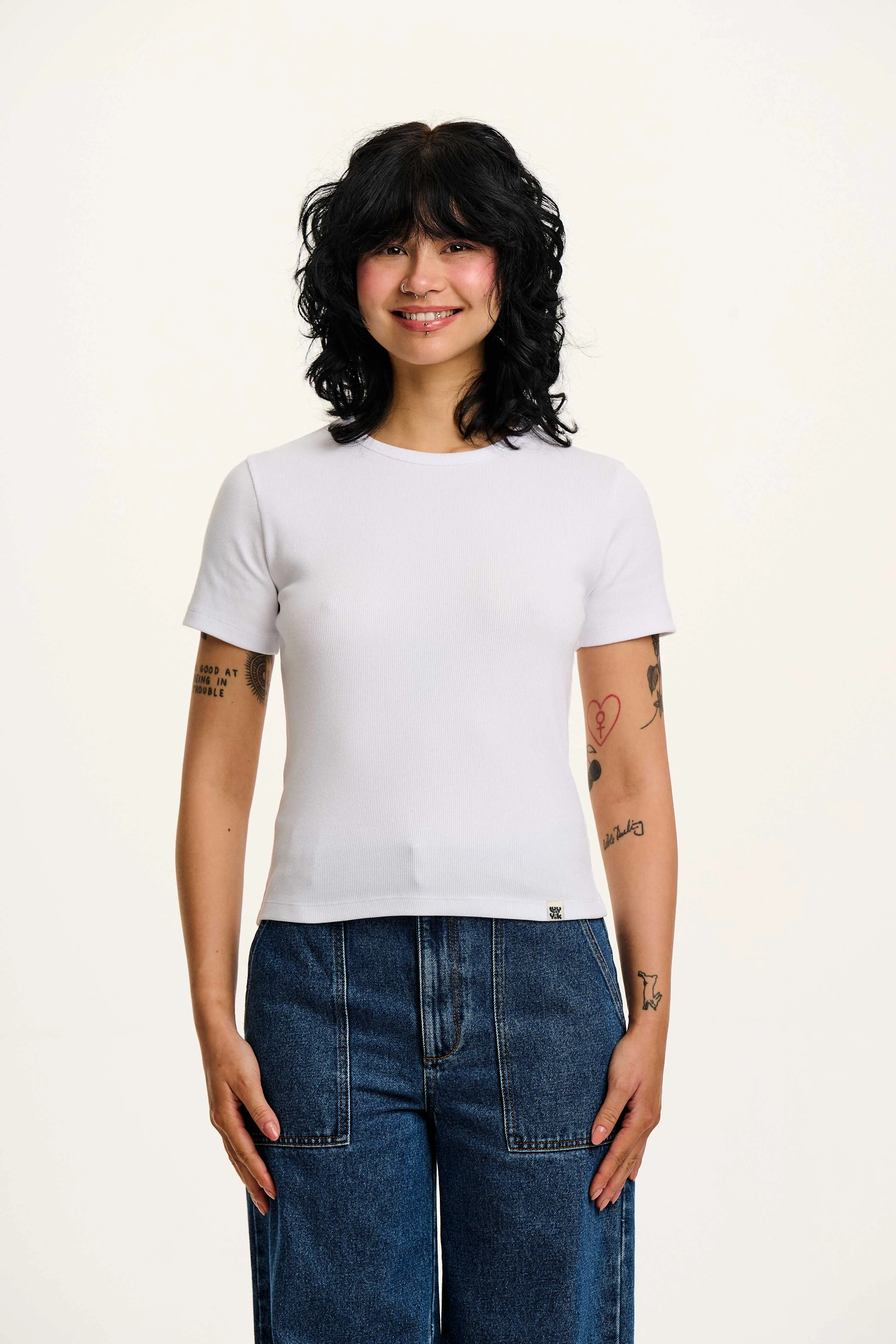 Gracie - Cotton T-Shirt in White sold by Lucy & Yak