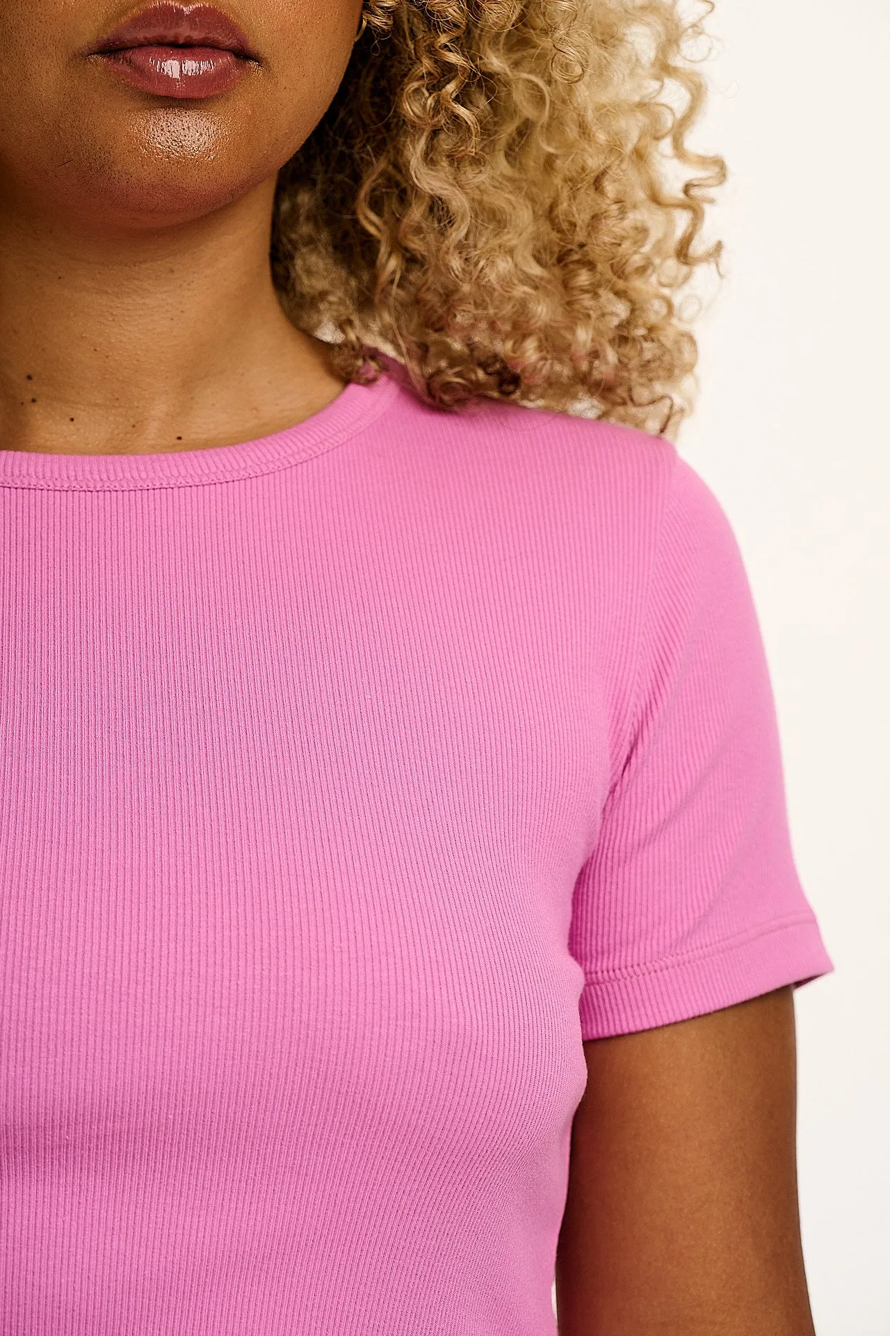 Gracie - Cotton T-Shirt in Opera Mauve Pink sold by Lucy & Yak product image thumbnail 3