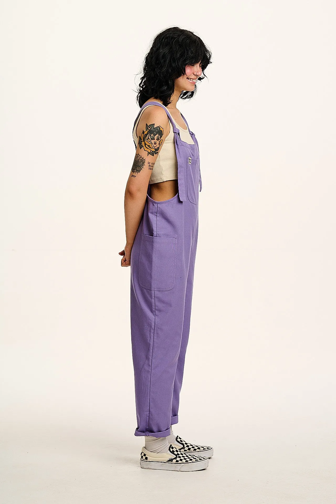 Una - Cotton Dungarees in Purple sold by Lucy & Yak product image thumbnail 5