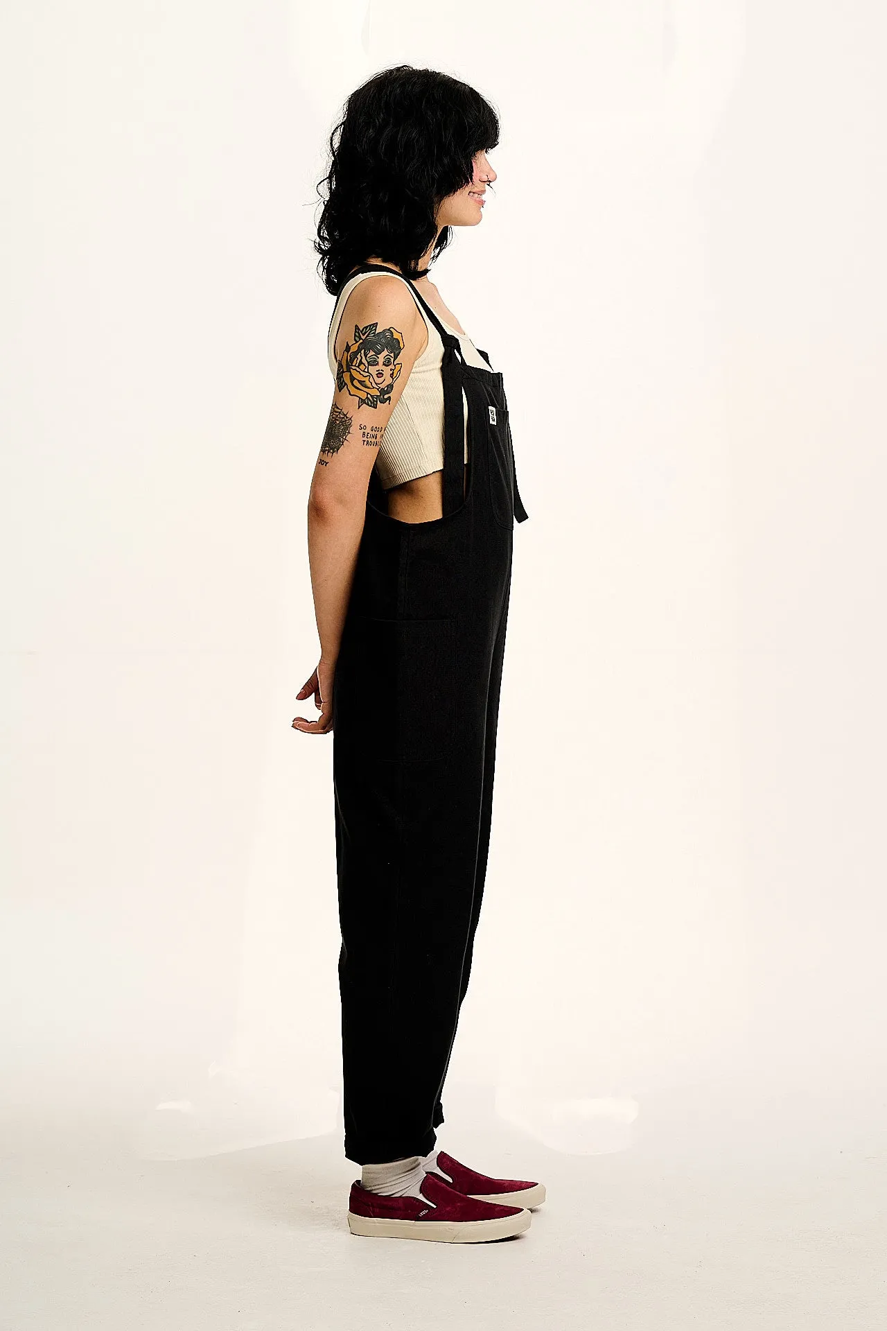 Una - Cotton Dungarees in Black sold by Lucy & Yak product image thumbnail 3