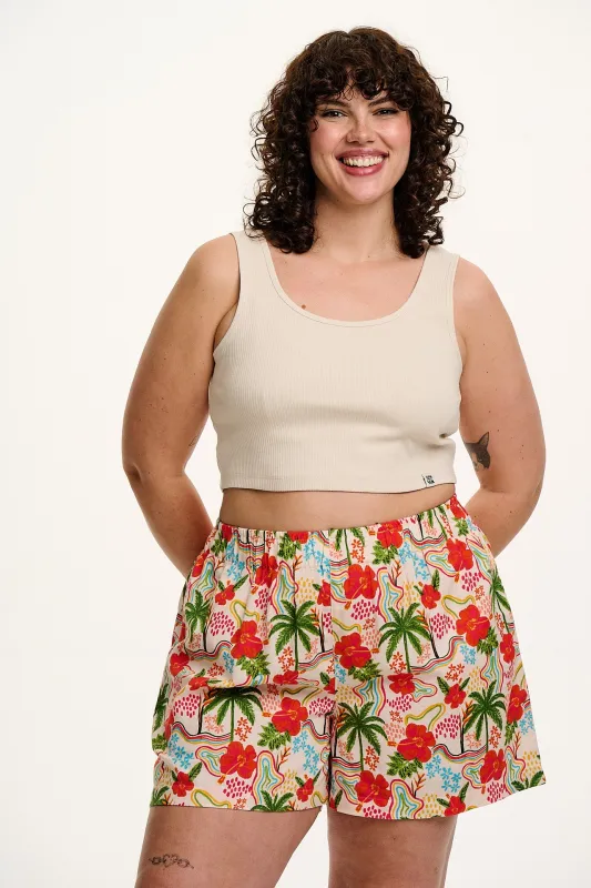 Jessie - Cotton & Linen Shorts in Totally Tropical Print sold by Lucy & Yak