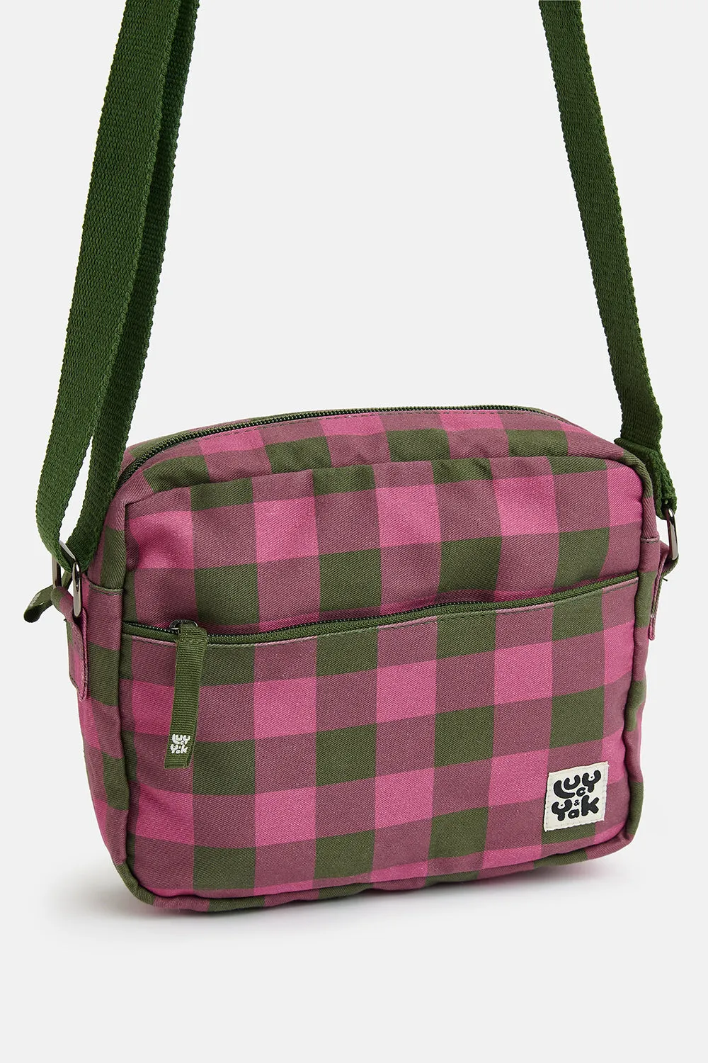 Dara - Crossbody Bag in Pink and Green Checkerboard sold by Lucy & Yak