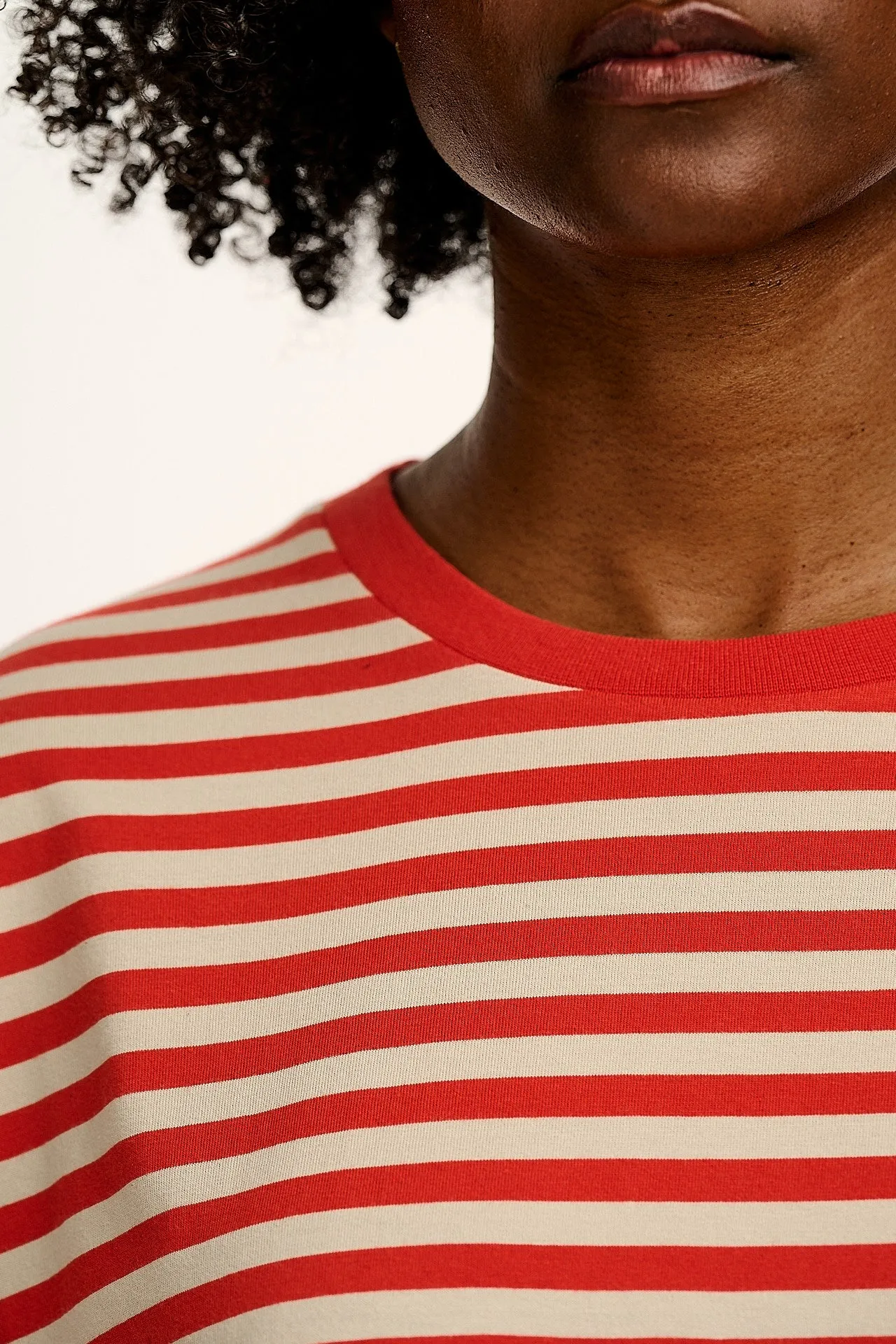 Benny - Oversized Cotton Tee in Red Stripe sold by Lucy & Yak product image thumbnail 4