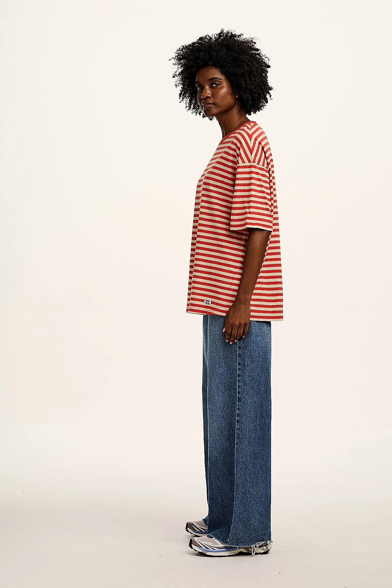 Benny - Oversized Cotton Tee in Red Stripe sold by Lucy & Yak product image thumbnail 5