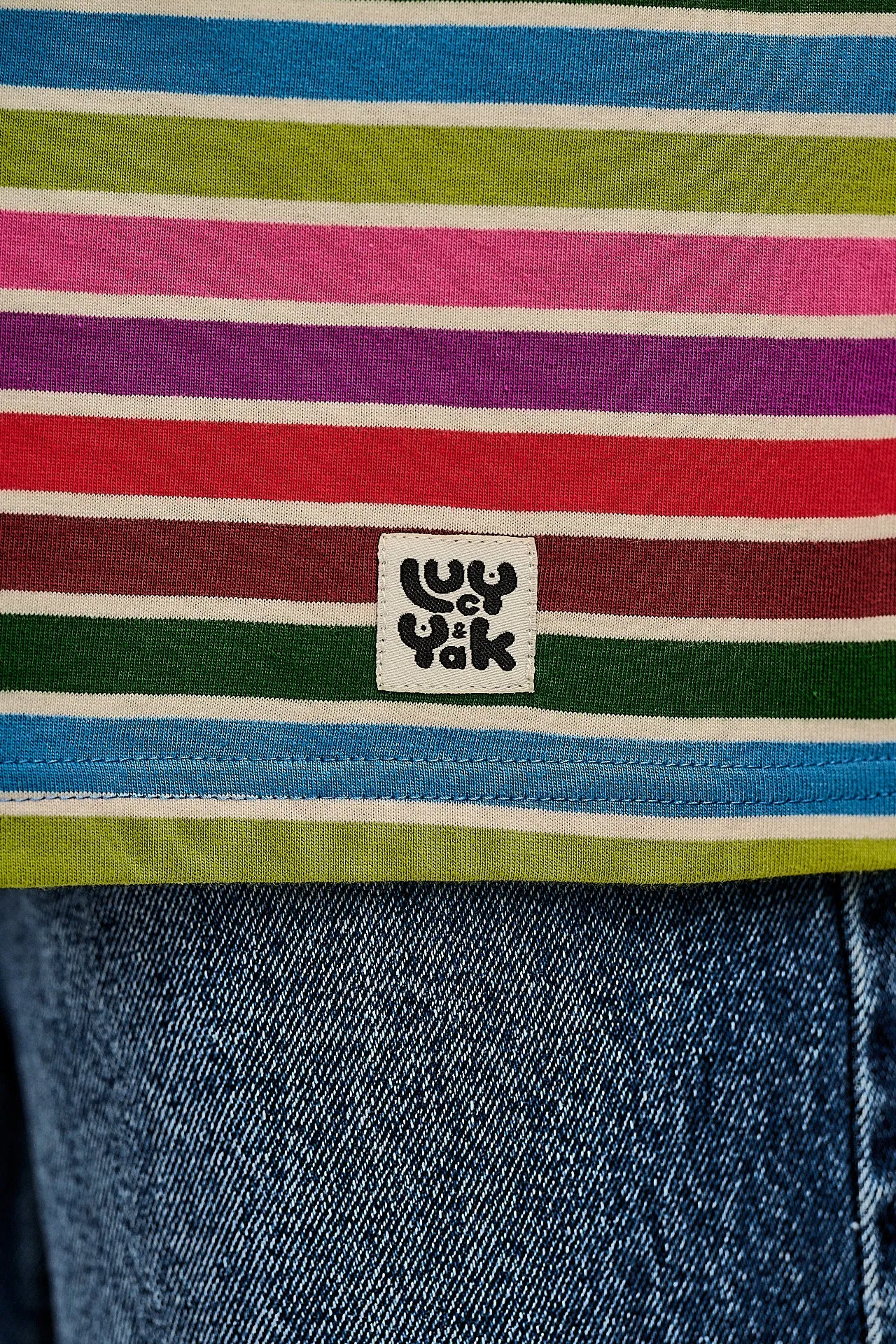 Benny - Oversized Cotton Tee in Rainbow Stripe sold by Lucy & Yak product image thumbnail 5