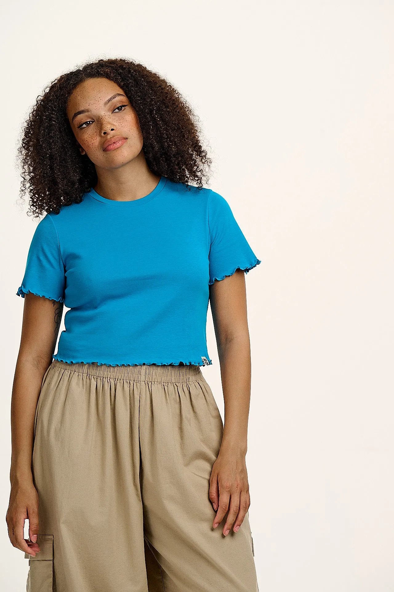 Greta - Cropped Cotton Top in Hawaiian Blue sold by Lucy & Yak product image thumbnail 5