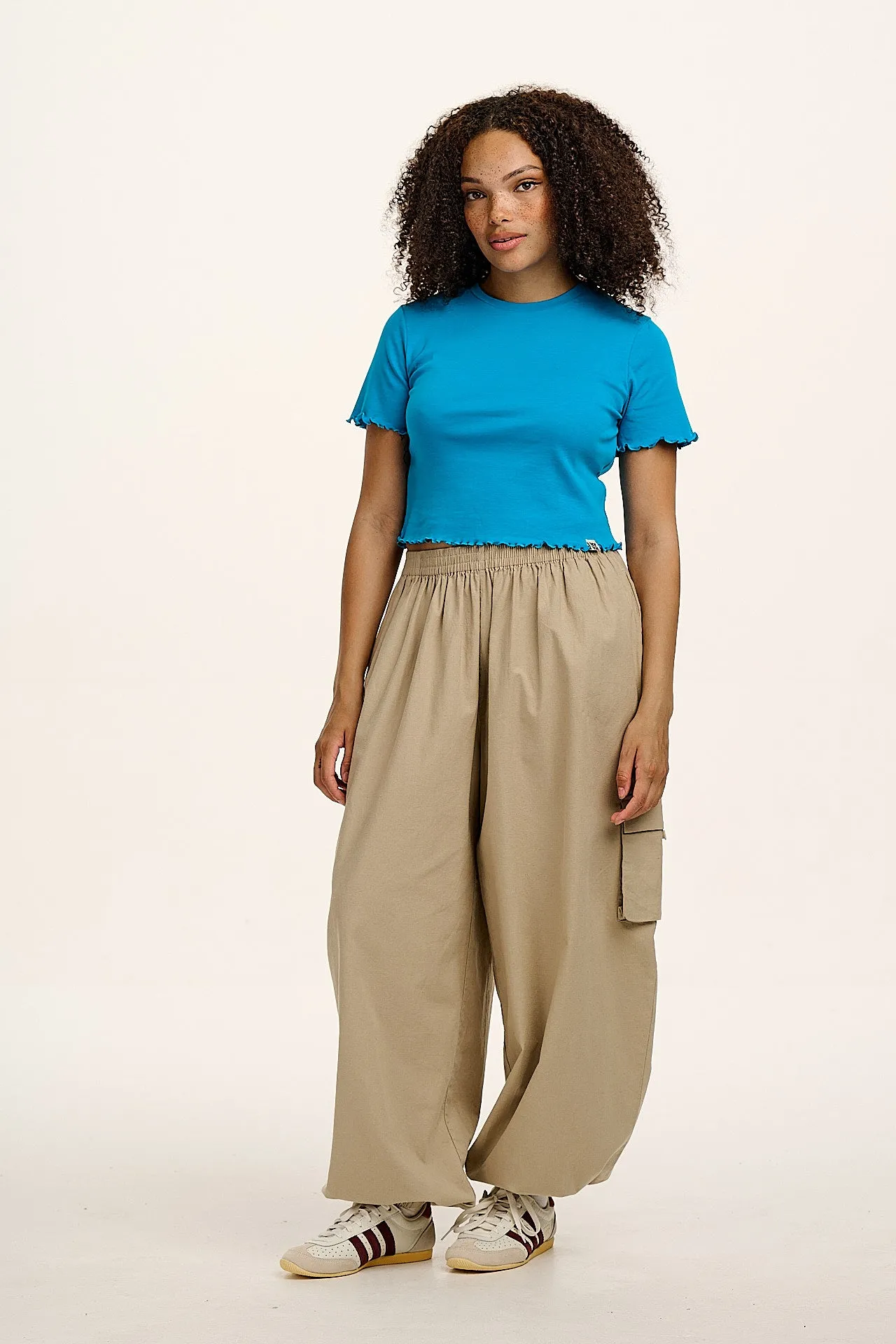 Greta - Cropped Cotton Top in Hawaiian Blue sold by Lucy & Yak product image thumbnail 2