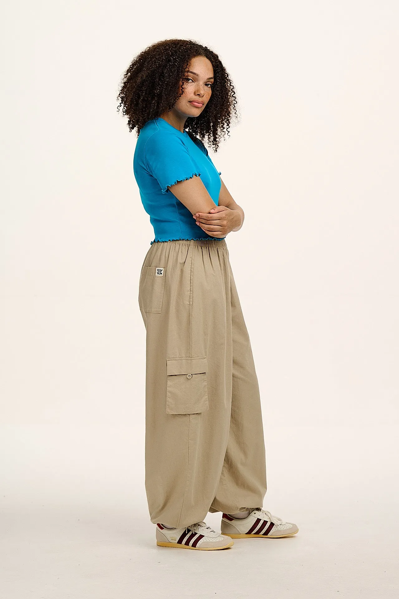 Greta - Cropped Cotton Top in Hawaiian Blue sold by Lucy & Yak product image thumbnail 4