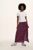 Poppy - Elasticated Waist Skirt in Purple Ditsy Floral Print sold by Lucy & Yak