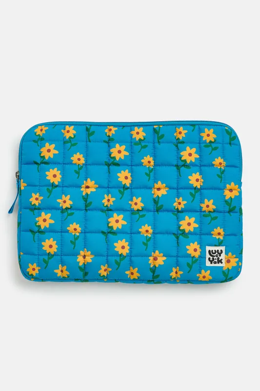 Emelien - 13" Laptop Case in Blue Sunflower Print sold by Lucy & Yak