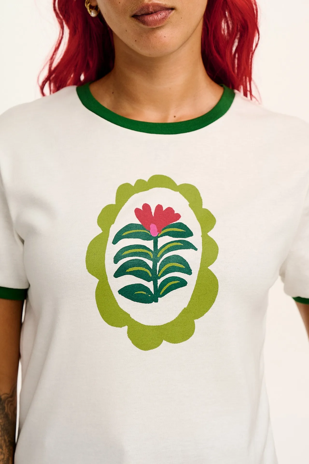 Maya - Cotton Tee in Flower Placement Print sold by Lucy & Yak product image thumbnail 2