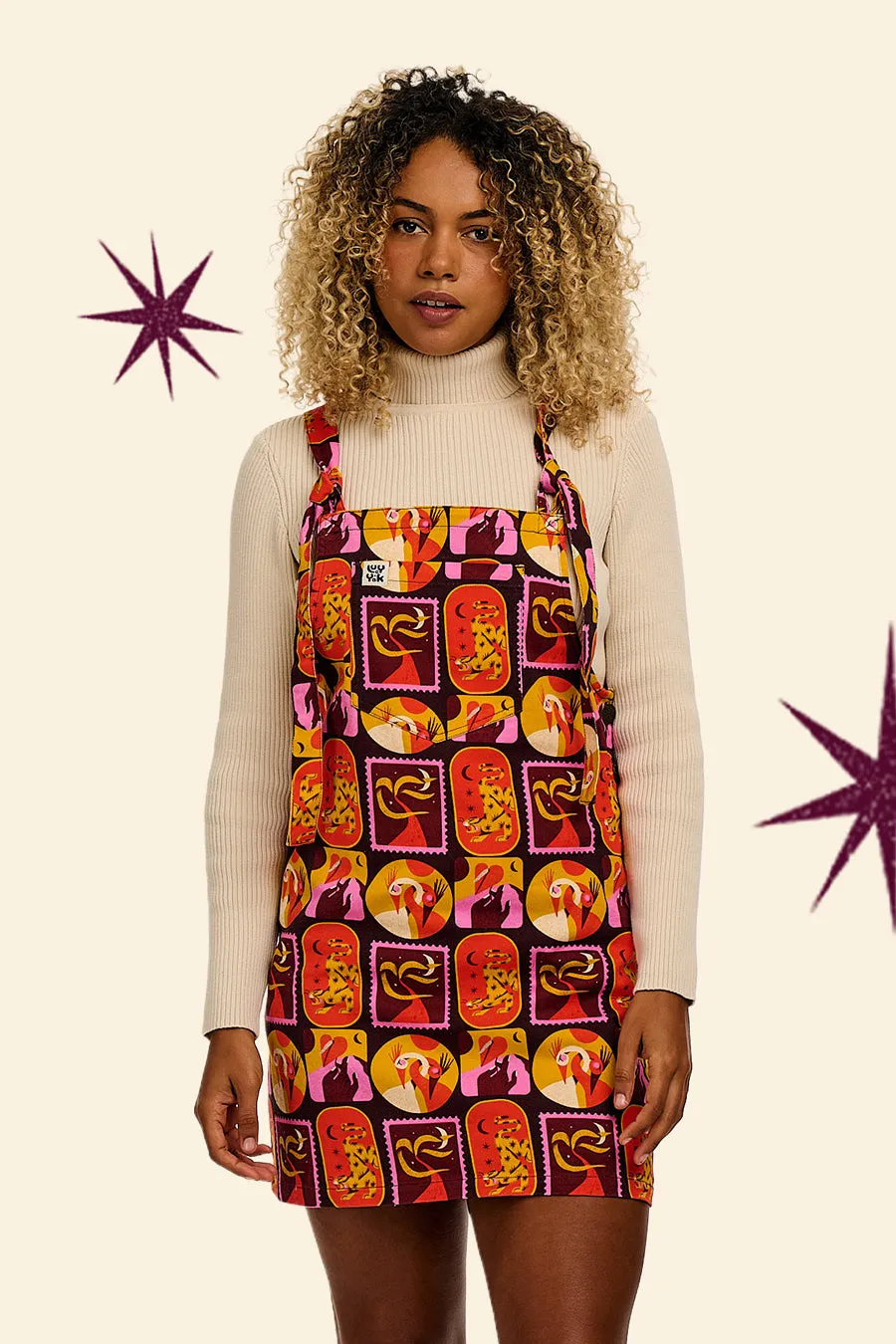 L.E. Mini Pini - Cotton Dress in Artist Print by Hugo Alberto sold by Lucy & Yak
