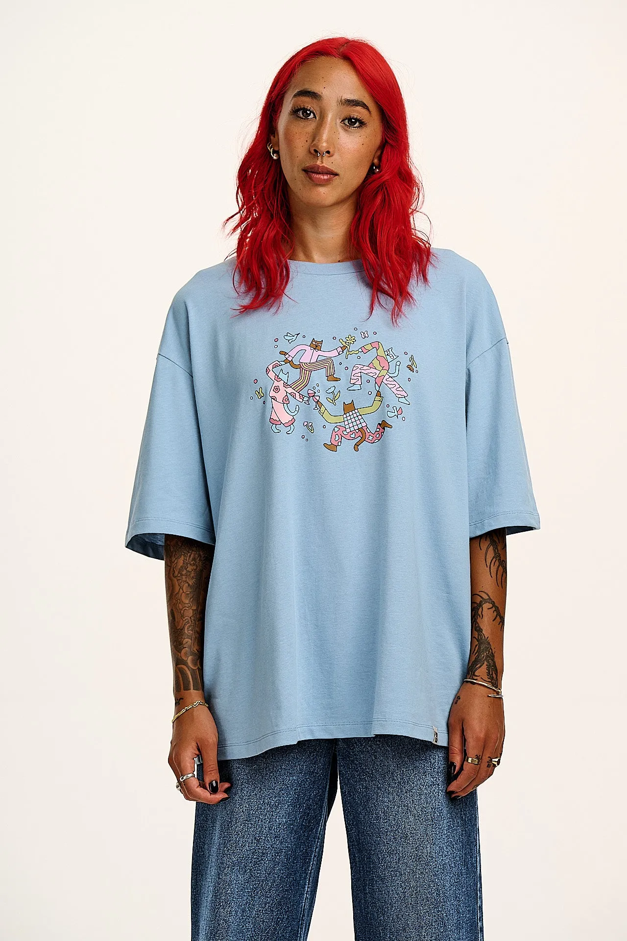 Benny - Oversized Cotton Tee in Matisse Cats Print sold by Lucy & Yak product image thumbnail 3