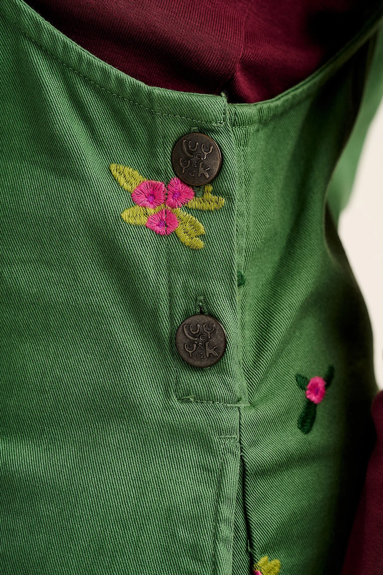 Mini Pini - Cotton Dress in Green with Floral Embroidery sold by Lucy & Yak product image thumbnail 4