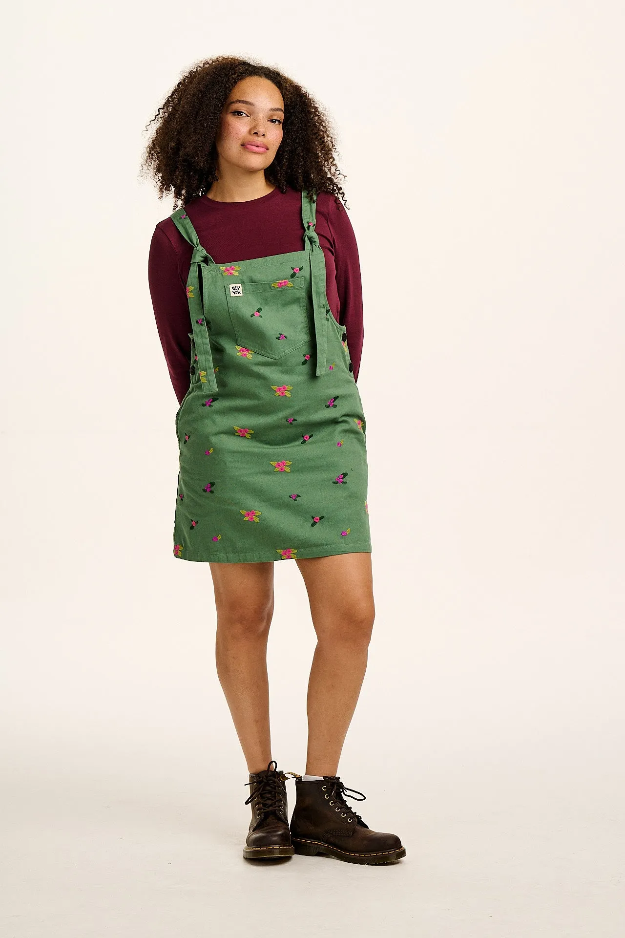 Mini Pini - Cotton Dress in Green with Floral Embroidery sold by Lucy & Yak product image thumbnail 5