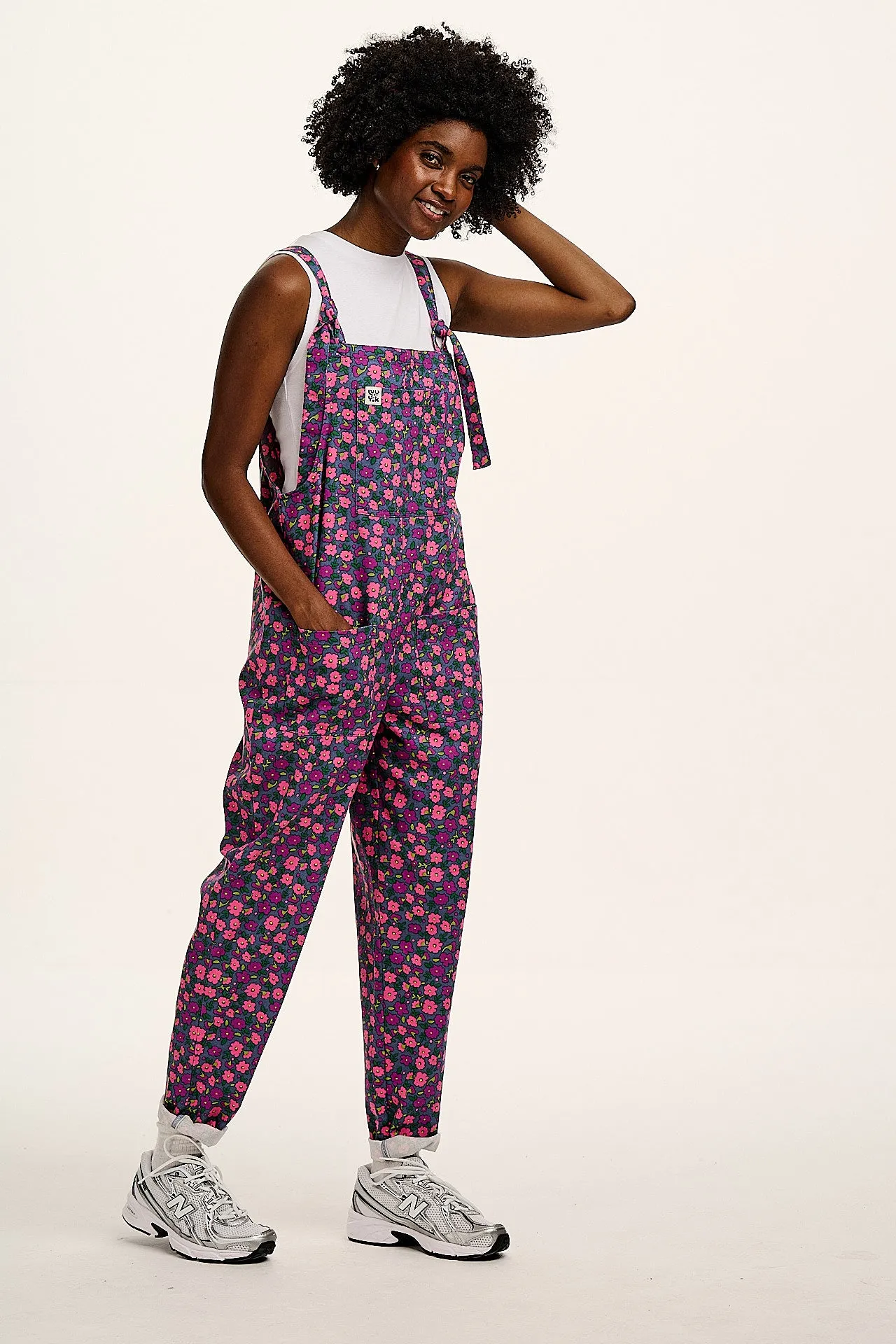 Original - Cotton Dungarees in Purple Ditsy Floral Print sold by Lucy & Yak product image thumbnail 2
