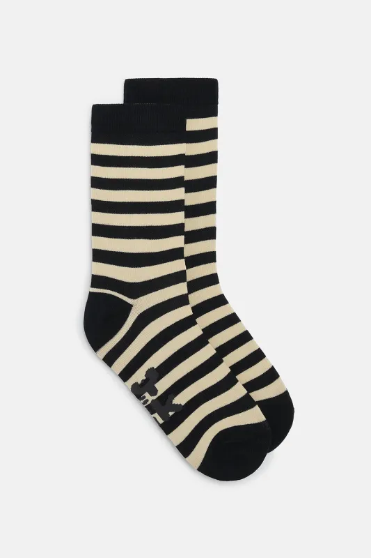 JoJo - Cotton Socks in Black & Ecru Stripe sold by Lucy & Yak