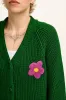 Robyn - V-Neck Cotton Cardigan in Green with Bubble Floral Motif sold by Lucy & Yak