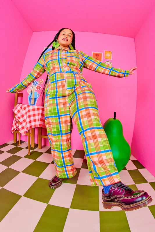 Tavira - Cotton Long Sleeve Jumpsuit in Kitchen Check sold by Lucy & Yak