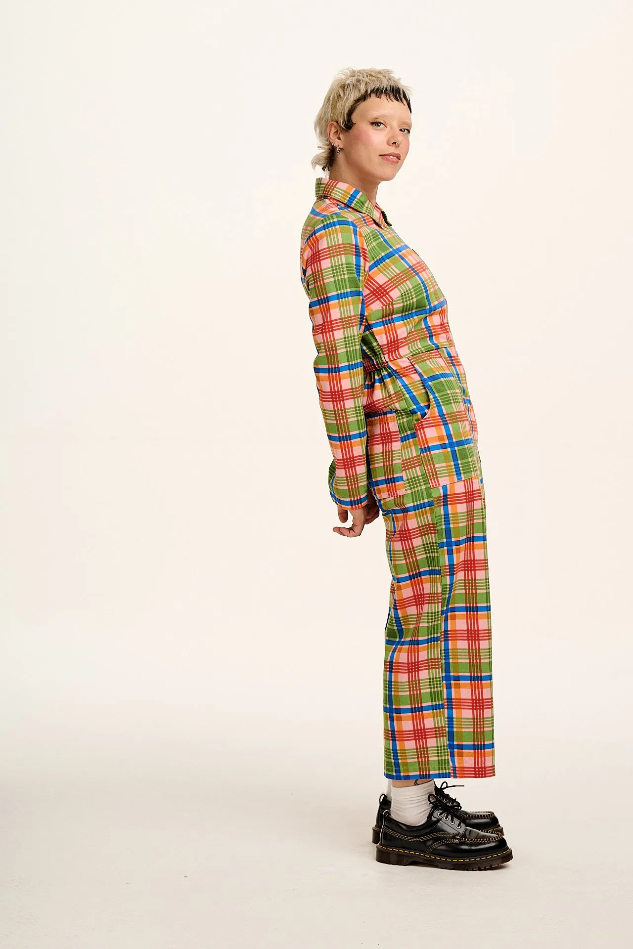 Tavira - Cotton Long Sleeve Jumpsuit in Kitchen Check sold by Lucy & Yak product image thumbnail 3