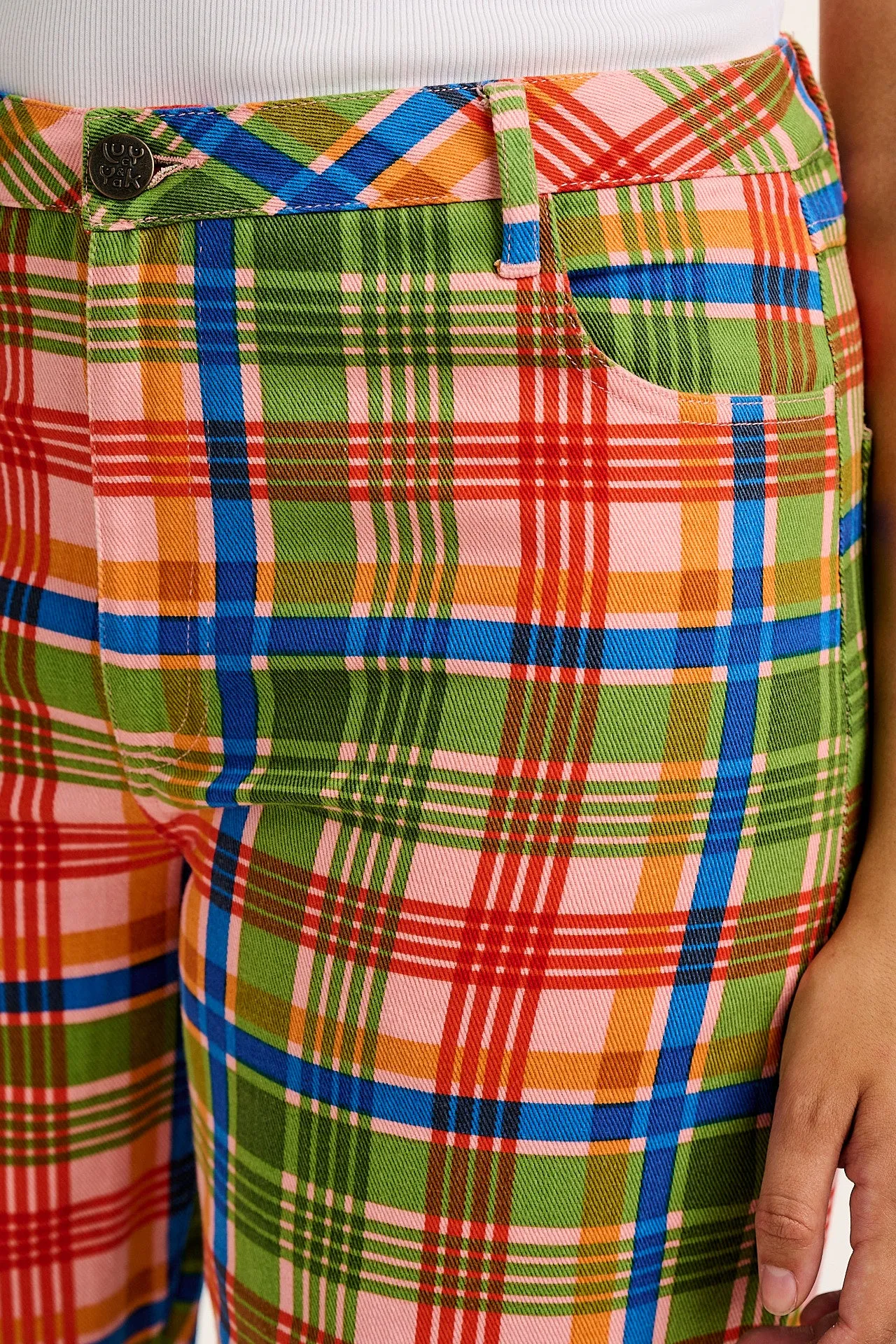 Drew - Cropped Straight Leg Cotton Trousers in Kitchen Check sold by Lucy & Yak product image thumbnail 4