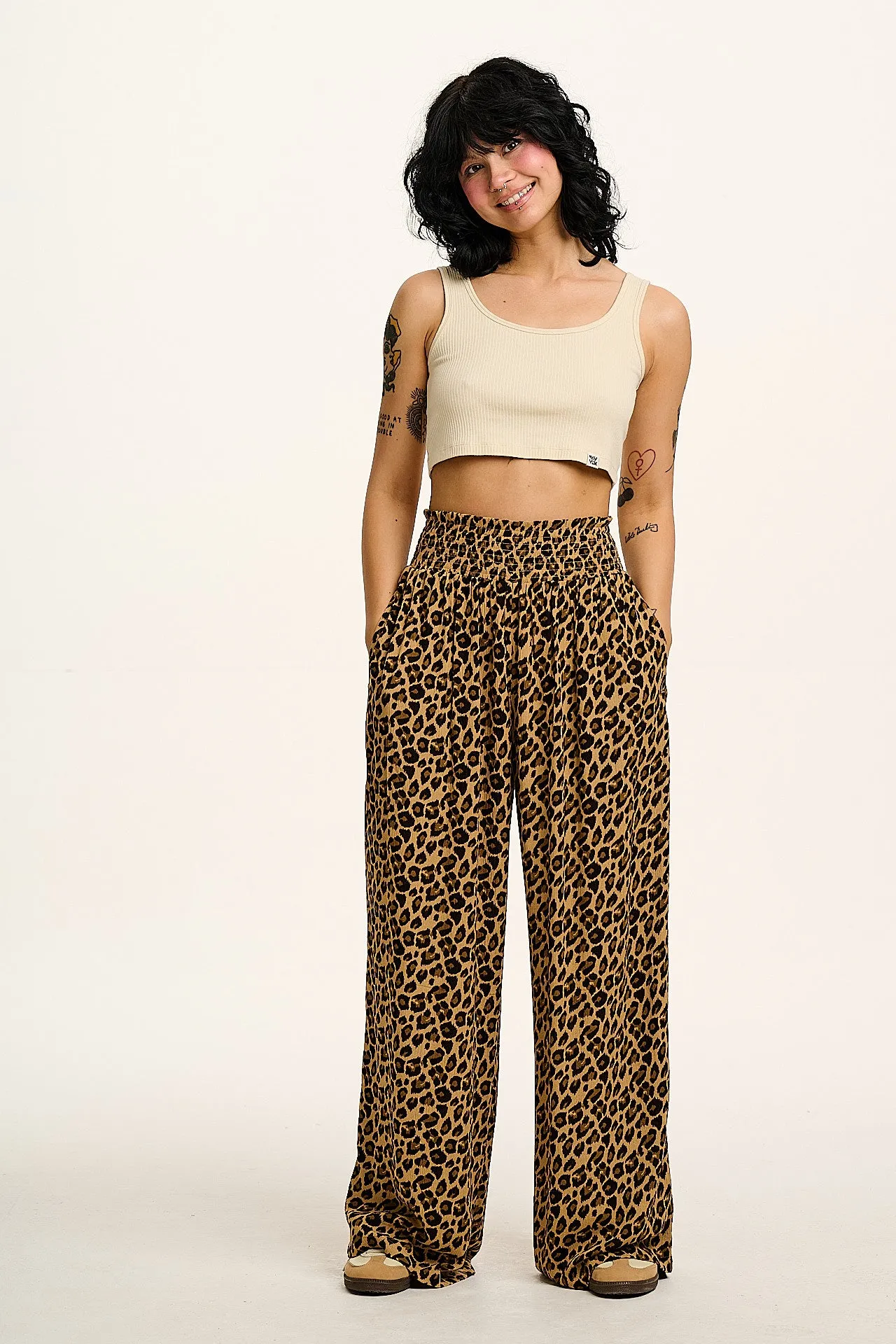 Jody - Trousers in Leopard Print sold by Lucy & Yak