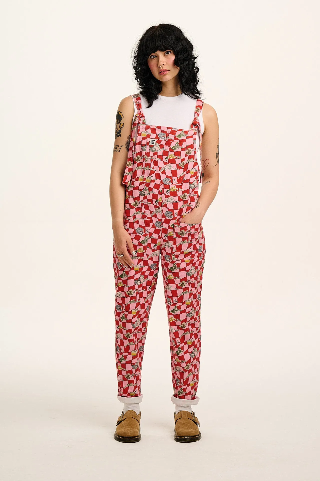 Original - Cotton Dungarees in Pink & Red Sorrento Print sold by Lucy & Yak product image thumbnail 2