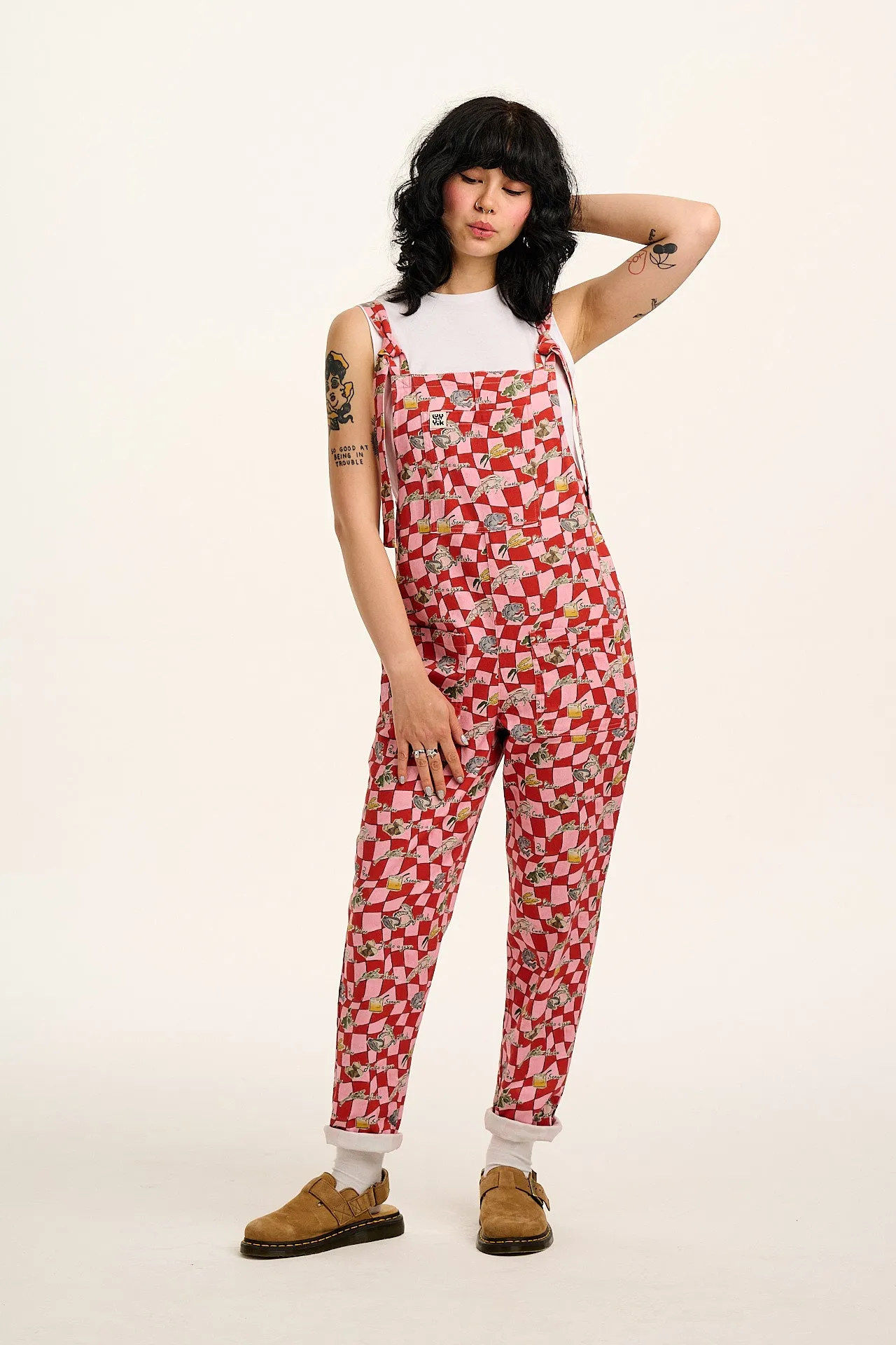 Original - Cotton Dungarees in Pink & Red Sorrento Print sold by Lucy & Yak product image thumbnail 5