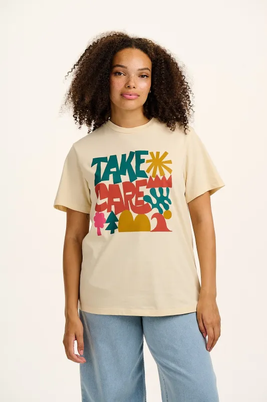 Denver - Cotton Tee in Take Care Print sold by Lucy & Yak