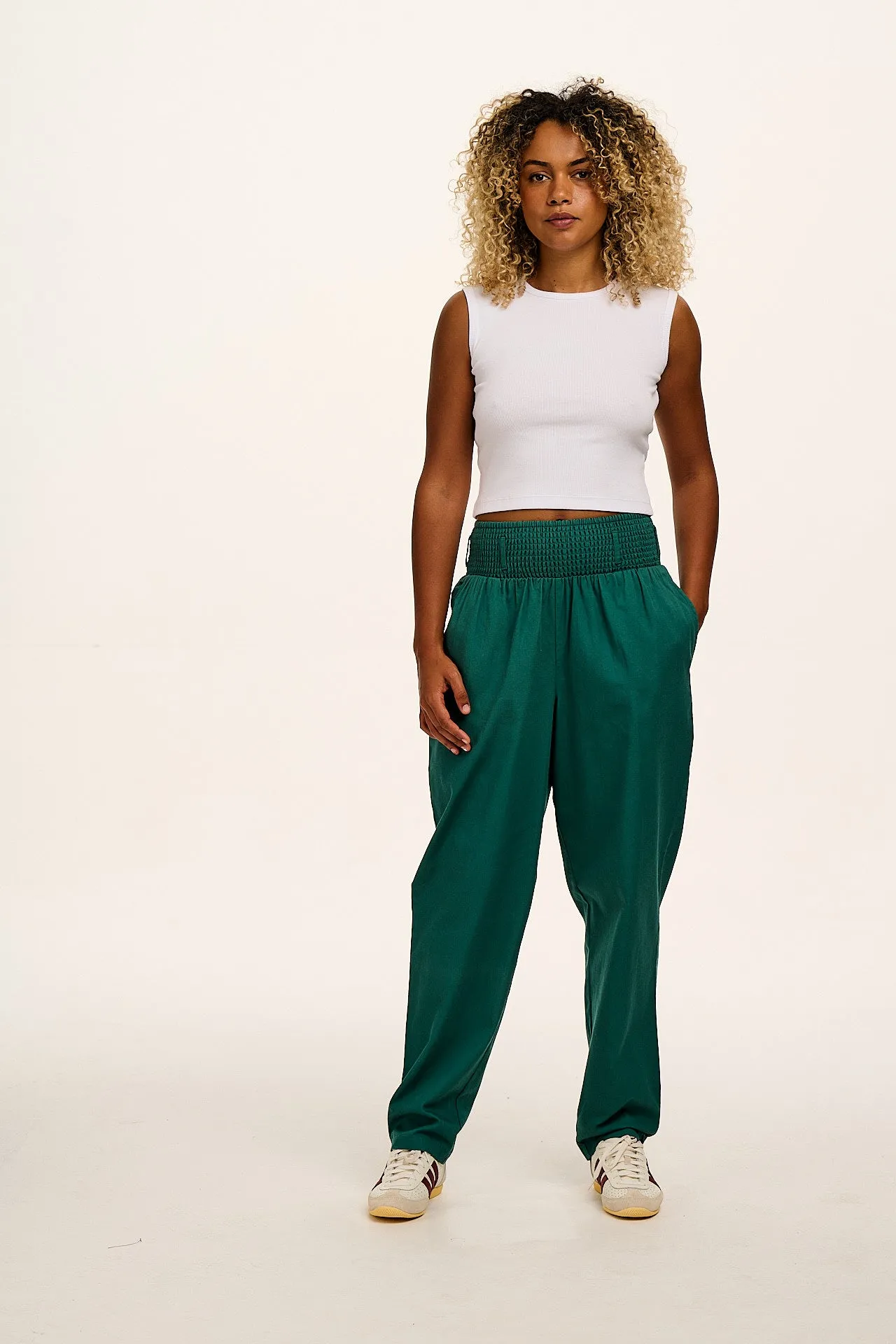 Alexa - Cotton Trousers in Teal sold by Lucy & Yak product image thumbnail 4