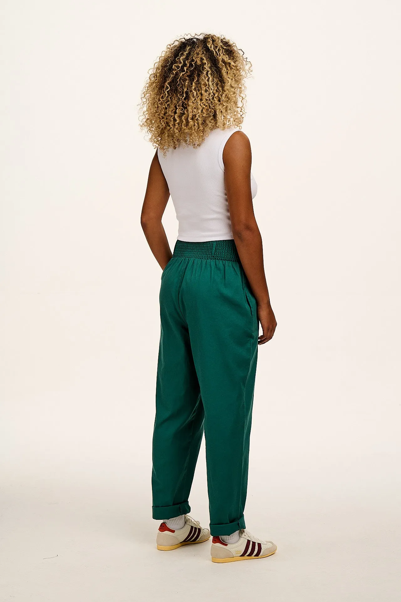 Alexa - Cotton Trousers in Teal sold by Lucy & Yak product image thumbnail 5