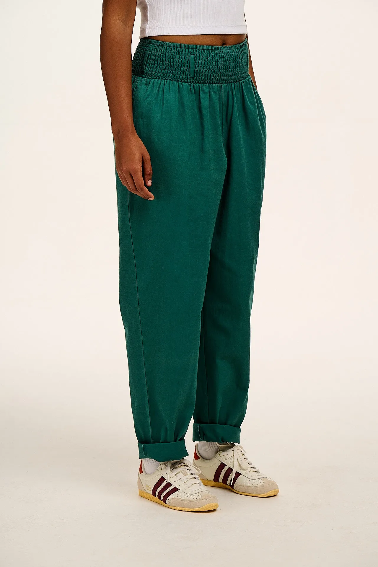 Alexa - Cotton Trousers in Teal sold by Lucy & Yak product image thumbnail 3