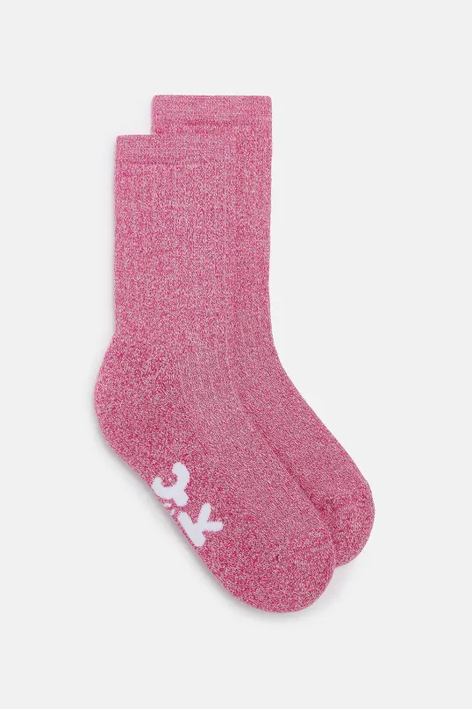 Sienna - Thick Cotton socks in Dark Pink Marl sold by Lucy & Yak