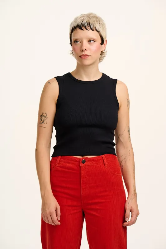 Rue - Ribbed Tank Top in Black sold by Lucy & Yak