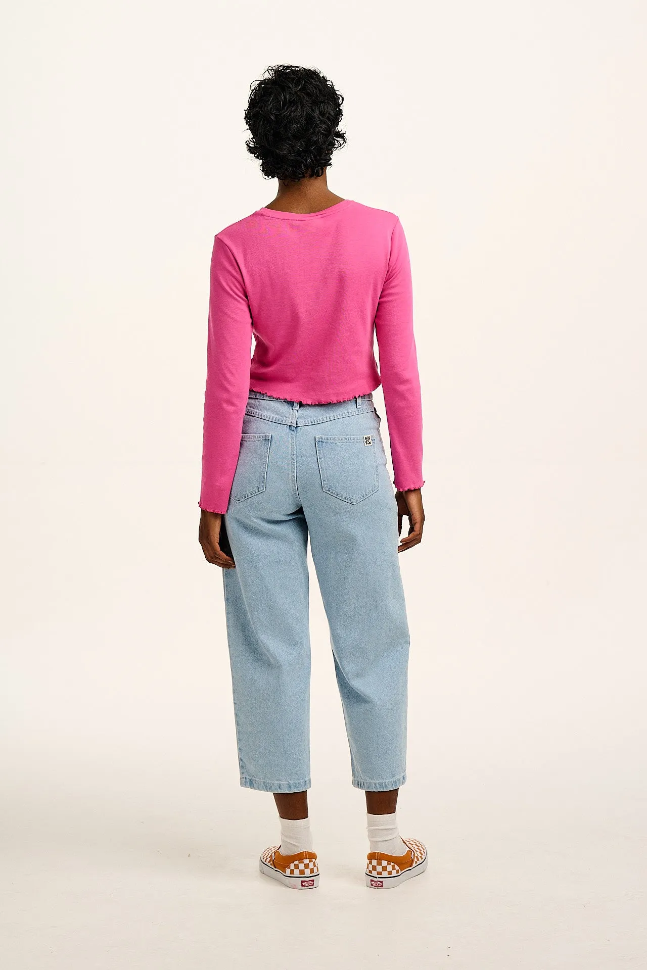 Hansel - Long Sleeve Cotton Crop Top in Mulberry Pink sold by Lucy & Yak product image thumbnail 5