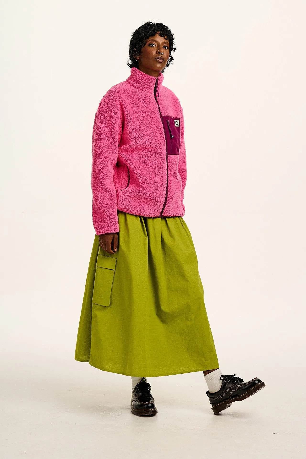 Harper - Borg Fleece Jacket in Pink sold by Lucy & Yak product image thumbnail 2