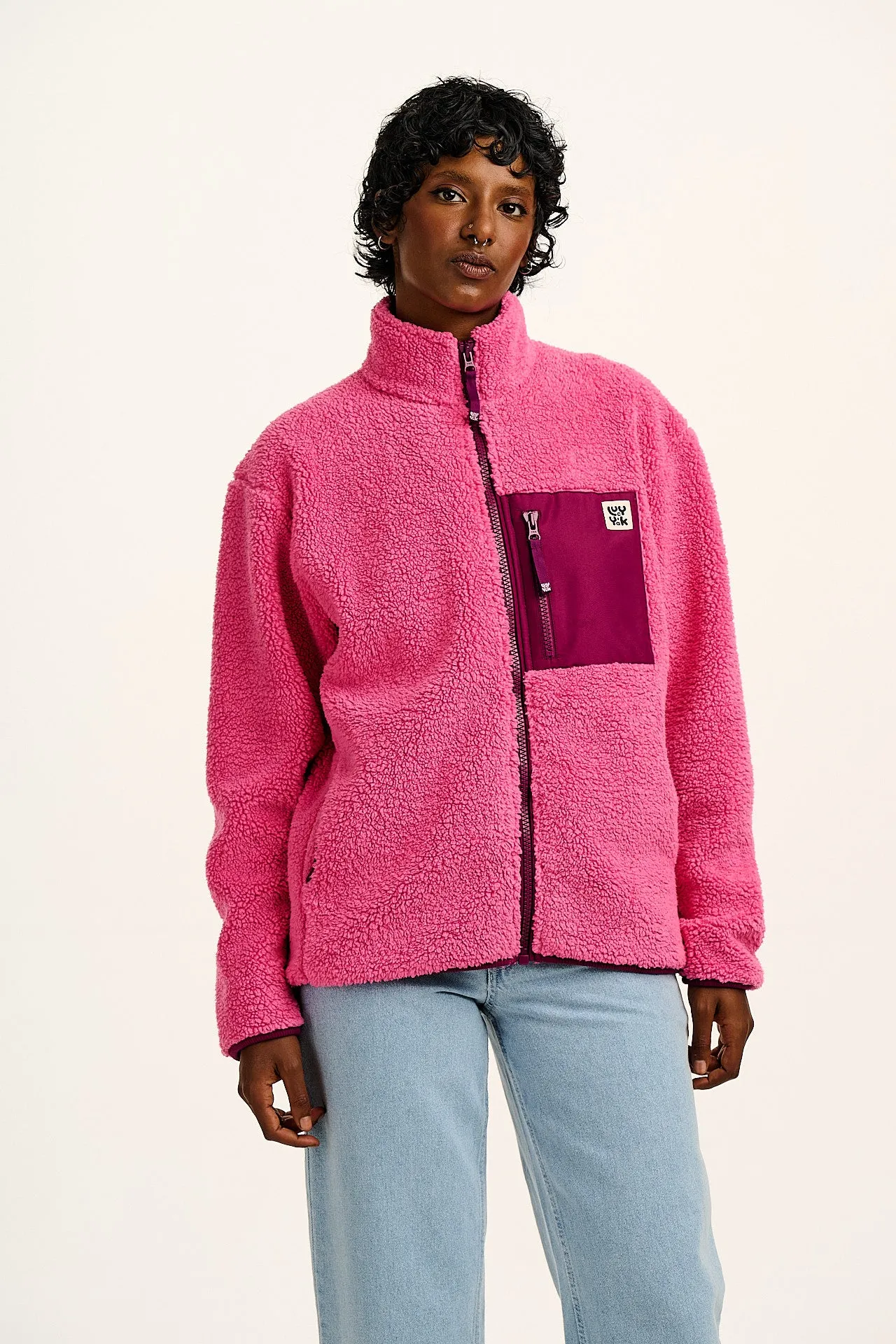 Harper - Borg Fleece Jacket in Pink sold by Lucy & Yak product image thumbnail 4