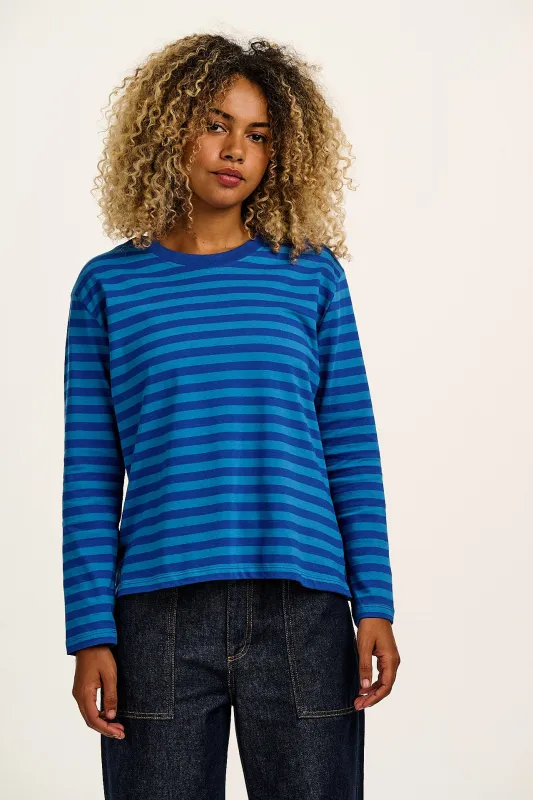 Mysen - Long Sleeve Cotton Tee in Blue Stripe sold by Lucy & Yak
