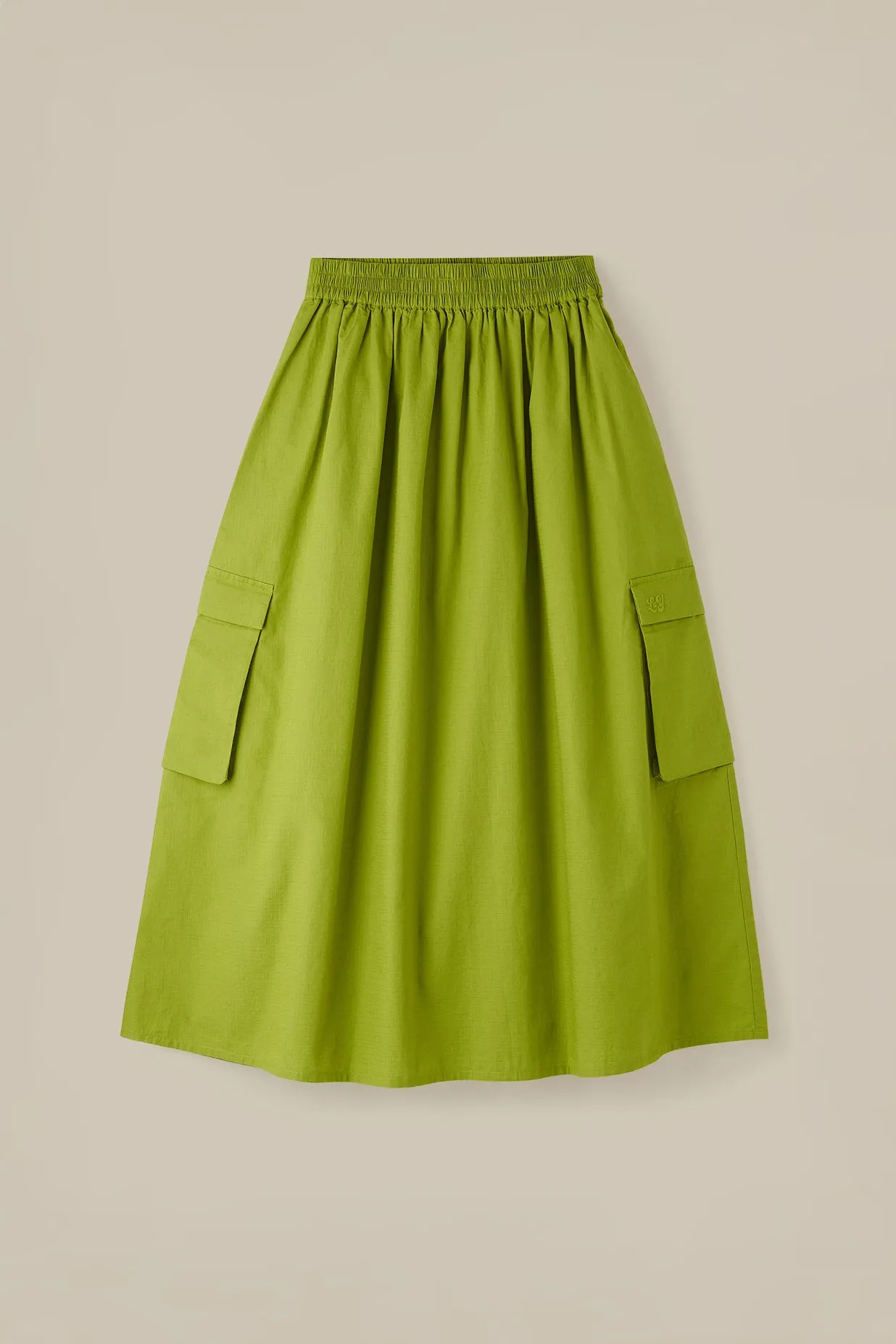 Dakota - Midi Skirt in Lima Bean Green sold by Lucy & Yak