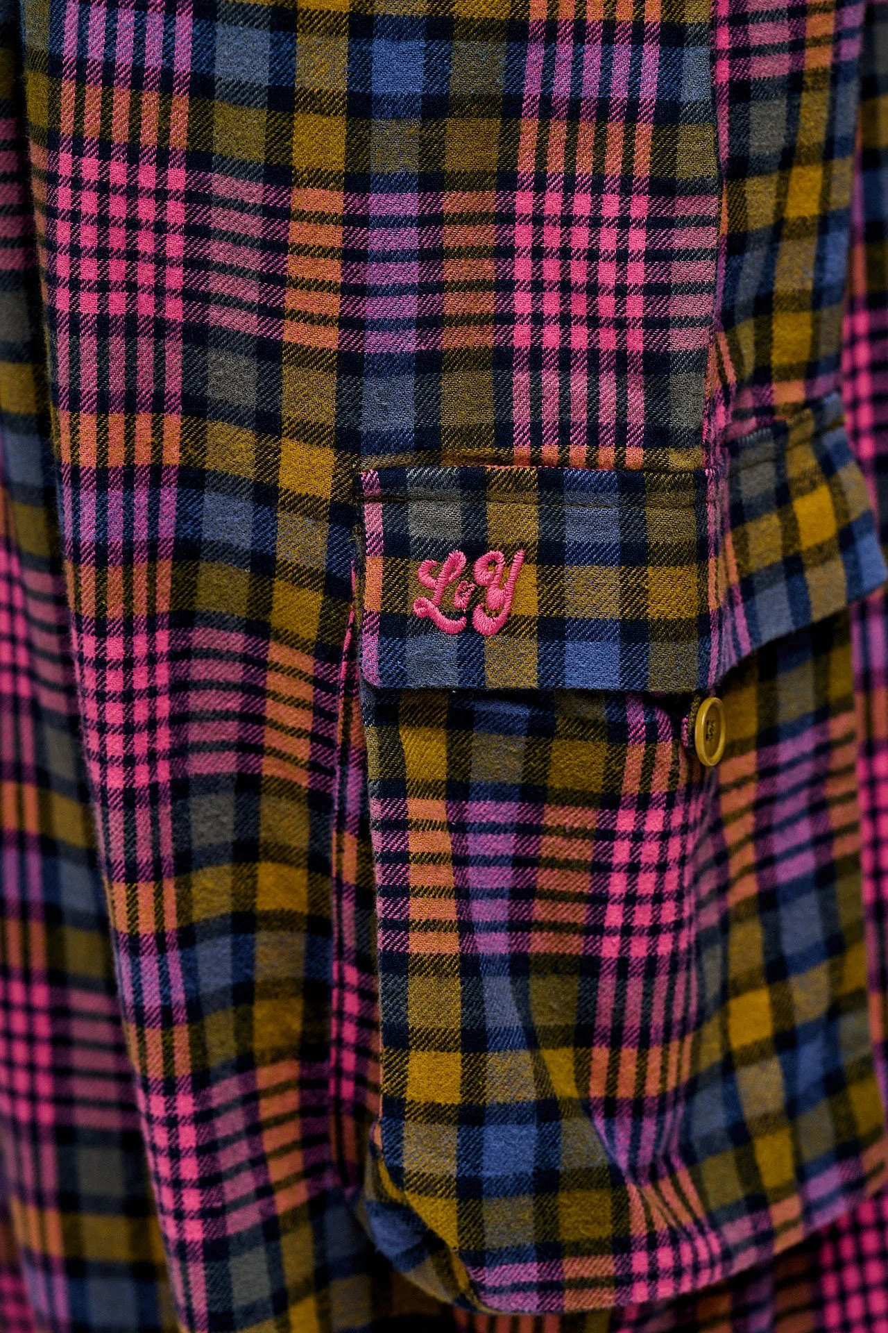 Miyada - Brushed Cotton Dungarees in Grunge Purple Check sold by Lucy & Yak product image thumbnail 2