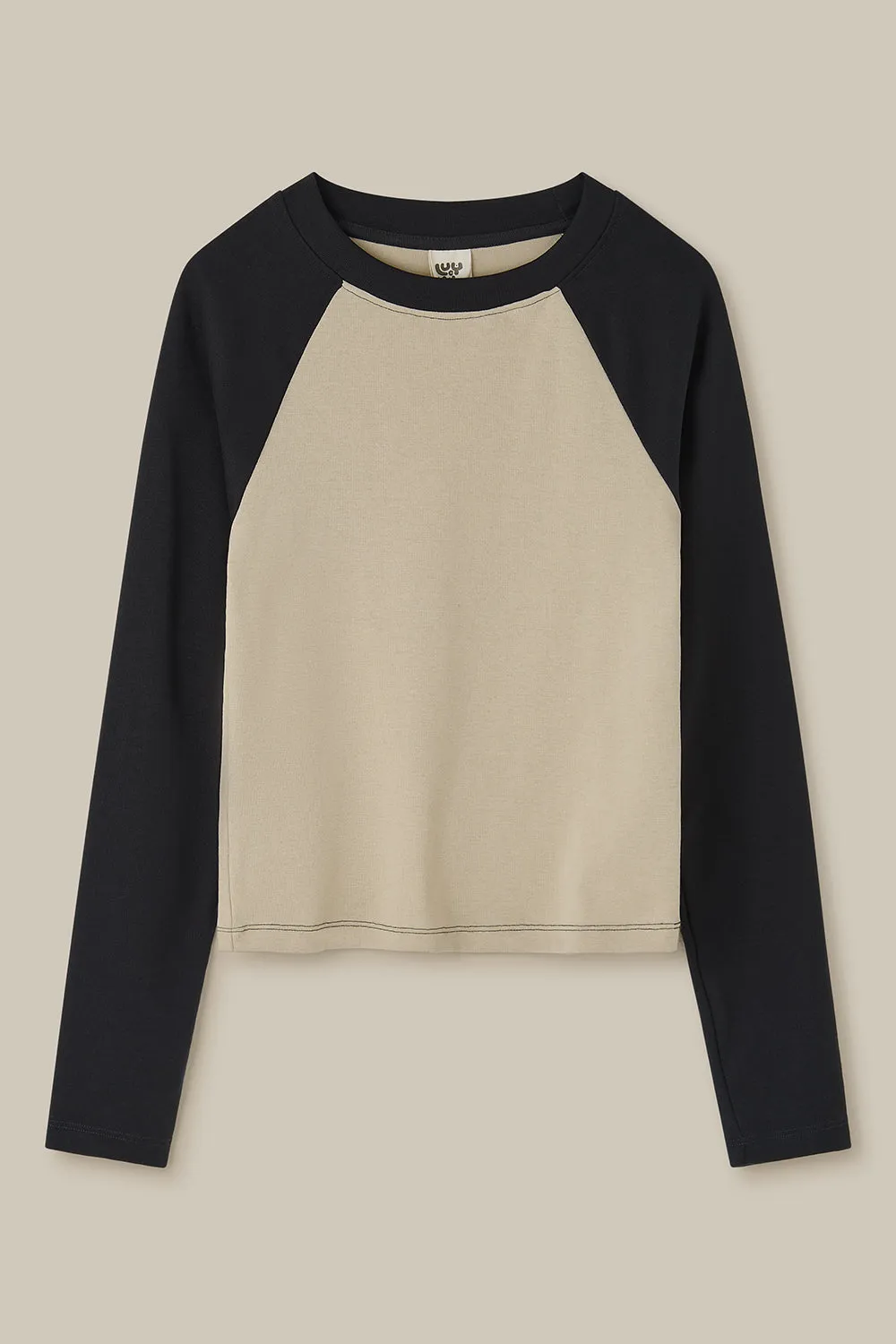 Avi - Long Sleeve Raglan T-Shirt in Black & Beige sold by Lucy & Yak product image thumbnail 3