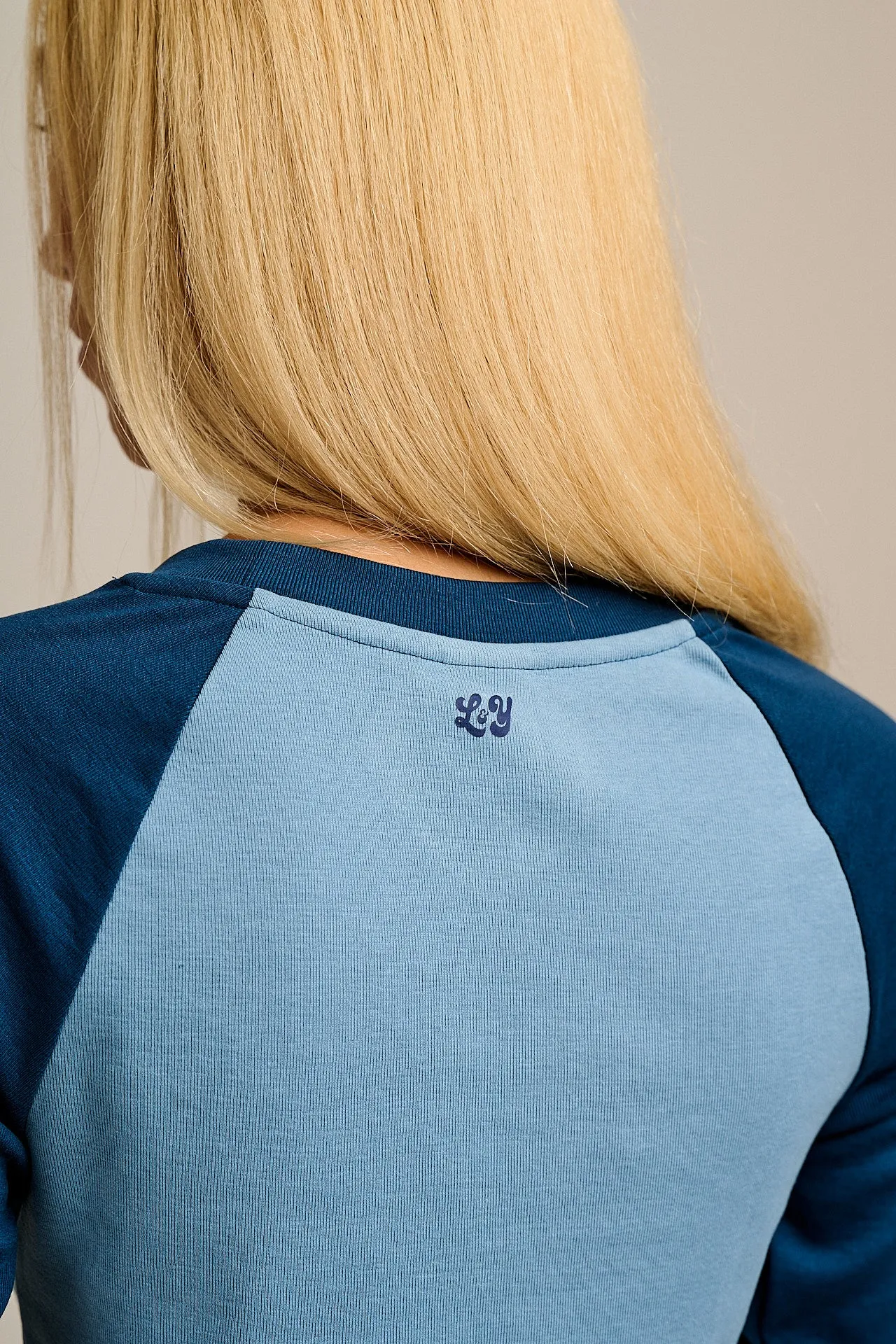 Avi - Long Sleeve Raglan Tee in Blue sold by Lucy & Yak product image thumbnail 3